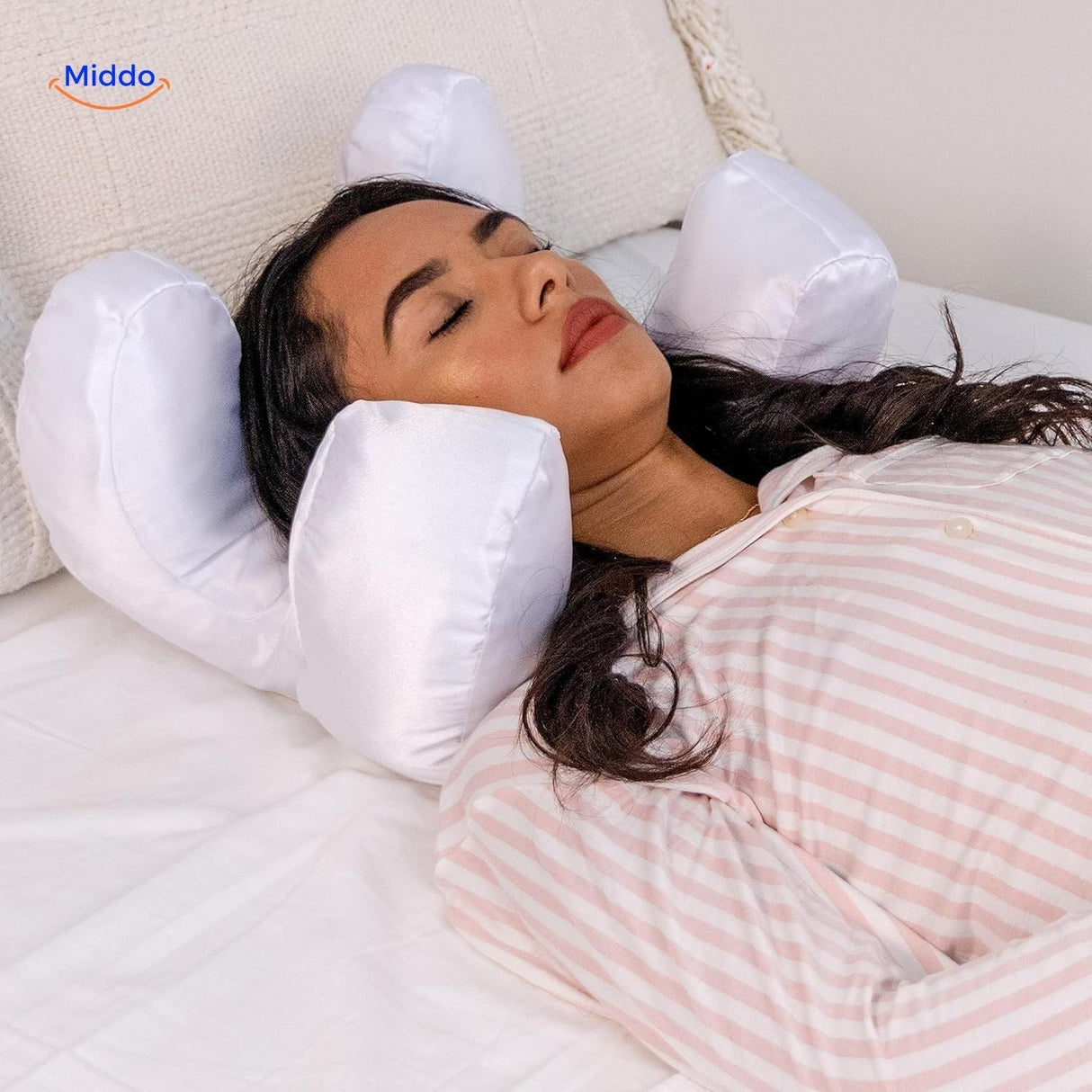 Glow pillow's facial support design minimizes lines and wrinkles overnight.