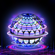 LED boomerang ball glowing bright blue, showcasing vibrant light-up color feature.