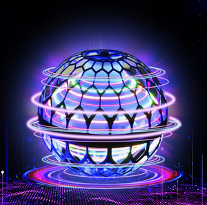 LED boomerang ball glowing bright blue, showcasing vibrant light-up color feature.
