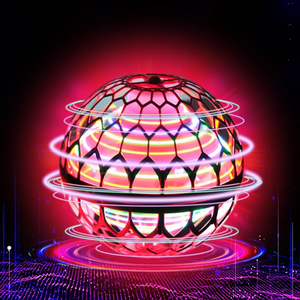 LED boomerang ball illuminated in red, displaying dynamic color-changing light effects.