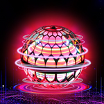 LED boomerang ball illuminated in red, displaying dynamic color-changing light effects.