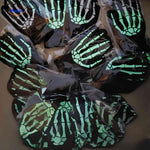 Glowing skeleton hand gloves that light up with LED glow effect.