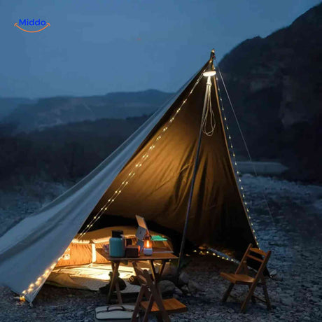 GlowMate lamp with LED cord and multifunctional features display.