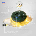 GlowMate with magnetic hooks and integrated power bank function.