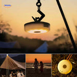 GlowMate lamp inside tent providing warm atmospheric LED lighting.