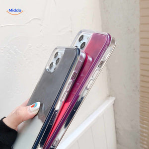 GlowSand phone case side view with colored buttons and transparent protective edge.
