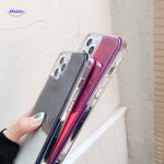 GlowSand phone case side view with colored buttons and transparent protective edge.
