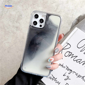 GlowSand phone case black and white high contrast liquid sand style protection.