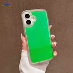 GlowSand phone case fresh green design with clear transparent liquid interior.