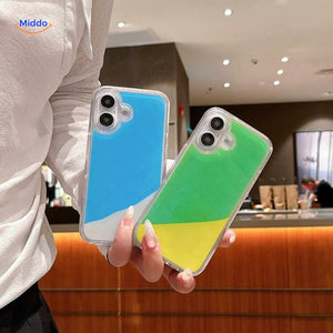 GlowSand phone cases blue green and yellow overflow gradient liquid design.