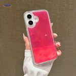 GlowSand phone case with pink liquid glitter sand and sparkle effect.