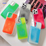 GlowSand phone case set multi-color shiny designs with glowing liquid fill.
