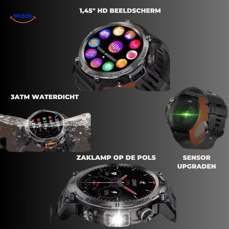 GlowTrack smartwatch with bright HD color display and easy-to-read interface.