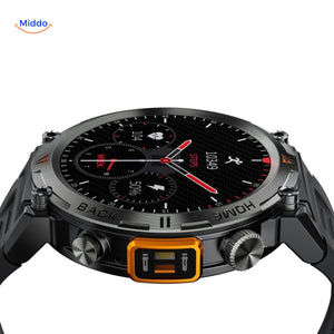Side view of GlowTrack watch showing slim profile and premium construction.