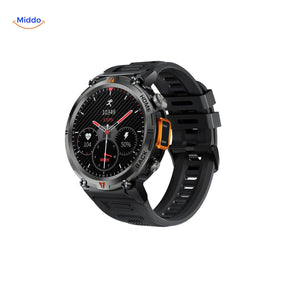 GlowTrack waterproof fitness watch with LED flashlight and heart rate monitoring.