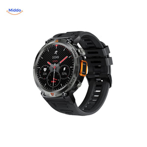 GlowTrack waterproof fitness watch with LED flashlight and heart rate monitoring.