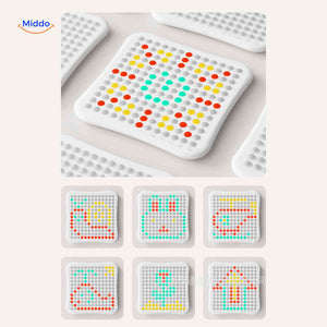 Creative LED matrix display featuring multiple vibrant color patterns and designs.