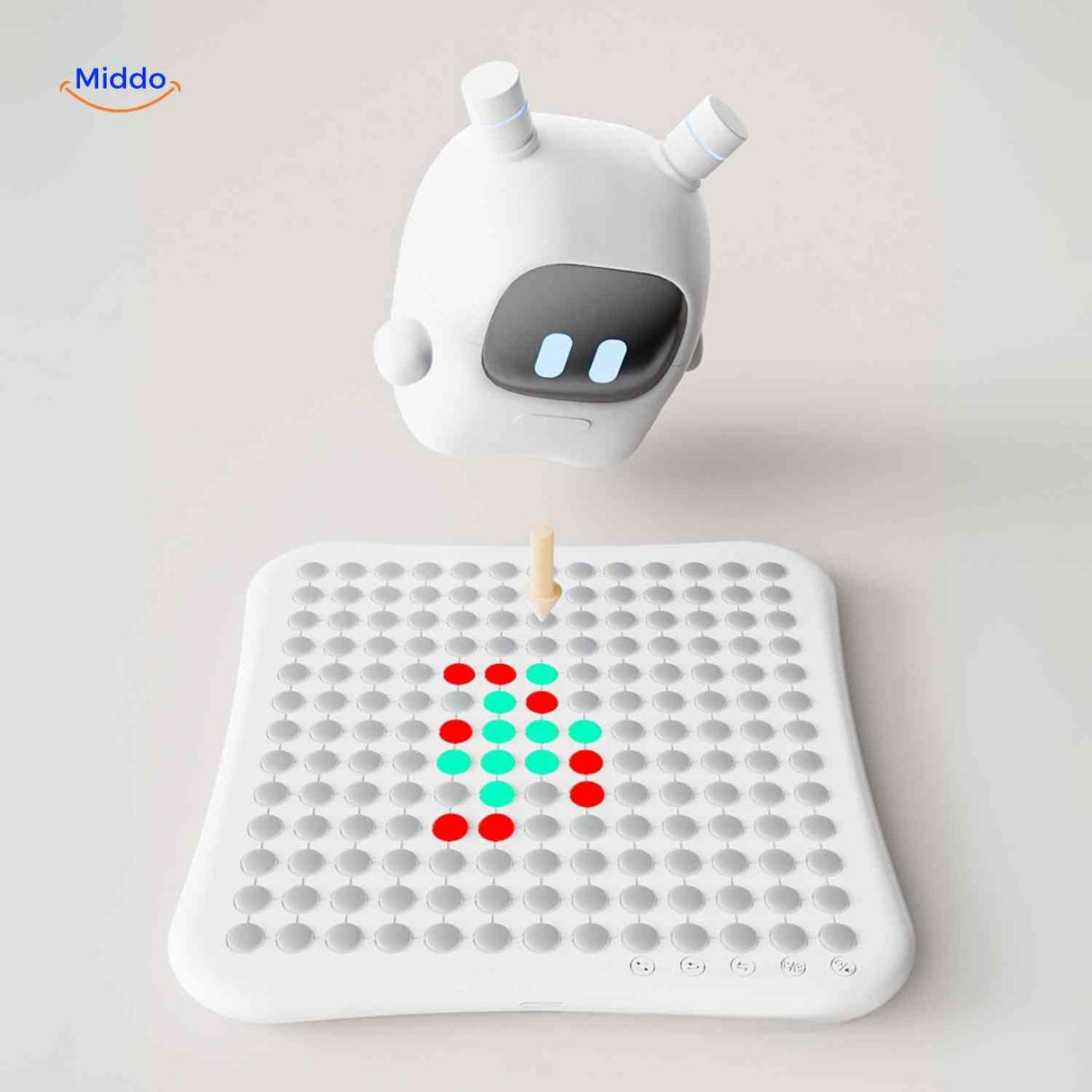 Creative LED matrix board with robot design and colorful pattern features.