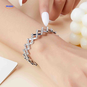 Gold adjustable bracelet with white crystal rhinestones, 7cm expandable fit.