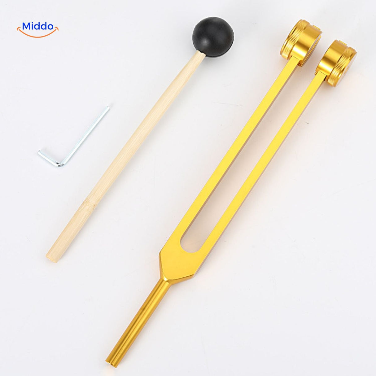Gold tuning fork with gear head, 24.5cm larger healing frequency fork.