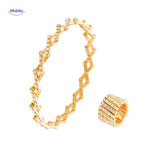 Gold ring and bracelet combo with white crystal rhinestone details.