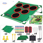 Mega set golf chipping game with extended target and accessory collection.