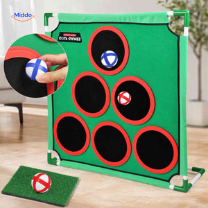 Golf game setup for home and garden play with kids.