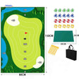 Golf practice mat with realistic turf feel and complete accessories set included.
