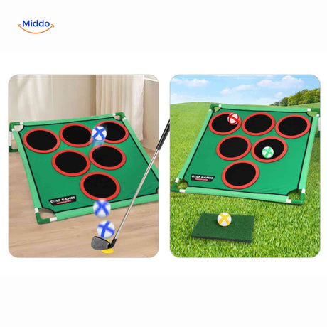 Specifications and dimensions details for golf target board mat.