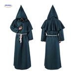 Gothic hooded monk costume with dramatic dark aesthetic and styling.