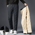 Thermal pants in gray and beige color variations with fleece lining.
