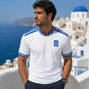 Greece 2026 World Cup supporter jersey in white national colors.