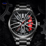 Men's automatic watch with green accent and distinctive rim-inspired design.