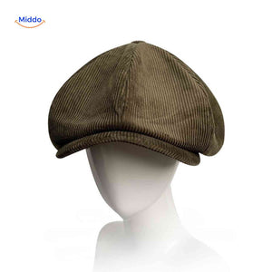 Green corduroy vintage newsboy cap with all-season style.