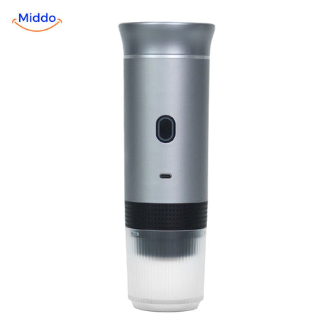 Green portable espresso machine compact design and color option.