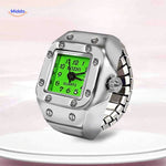 Green ring watch with vibrant colorful aesthetic and unique appeal.