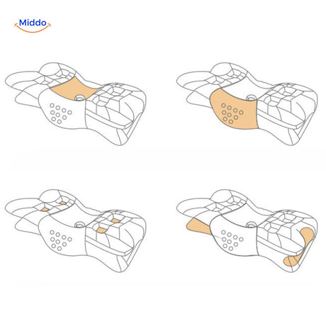 Grey memory foam pillow providing neck support during side sleeping position