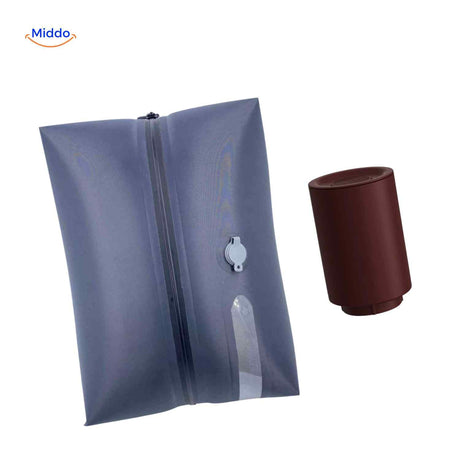 Grey Vacubag waterproof travel compression bag with zipper and air release valve.