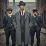 Stylish grey wool overcoat full-length mens look, ideal for smart winter outfits.
