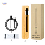 Wireless meat thermometer with USB charging cable included.