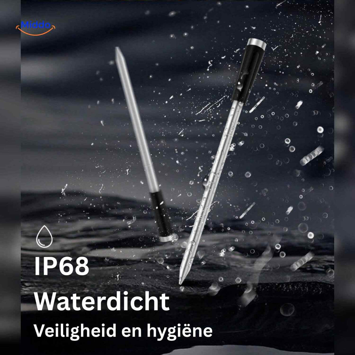 Waterproof meat thermometer with IP68 protection for any weather.