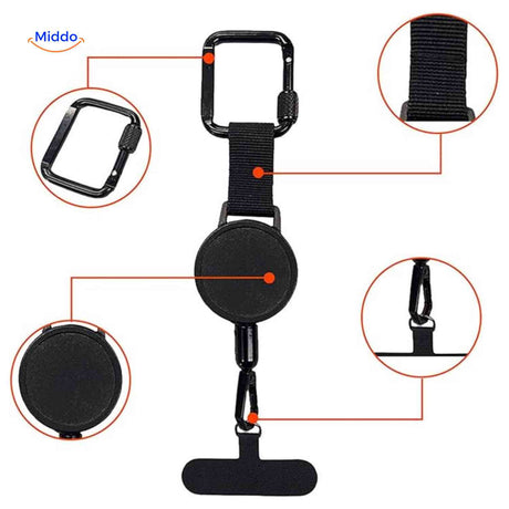 GripLock phone holder parts and components displayed flat for assembly overview.