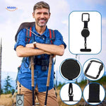 GripLock phone holder mounted on backpack strap for hiking and outdoor activities.