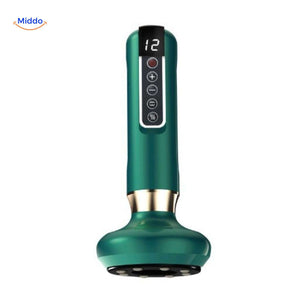 Gray electric cupping massager with adjustable intensity settings for personalized therapy.