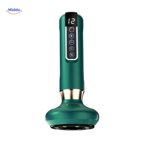 Gray electric cupping massager with adjustable intensity settings for personalized therapy.