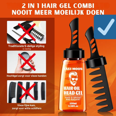 Front view of the 2-in-1 hair gel comb showcasing ergonomic handle design.