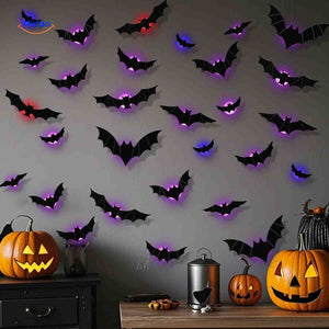 LED bat wall mounted decoration for Halloween interior display.