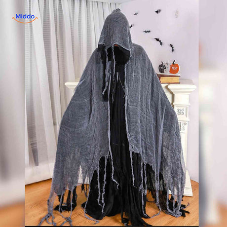 ShadowReap gray halloween cape distressed ghostly torn