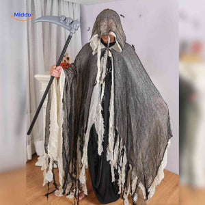 ShadowReap gray and white ghostly cape with scythe