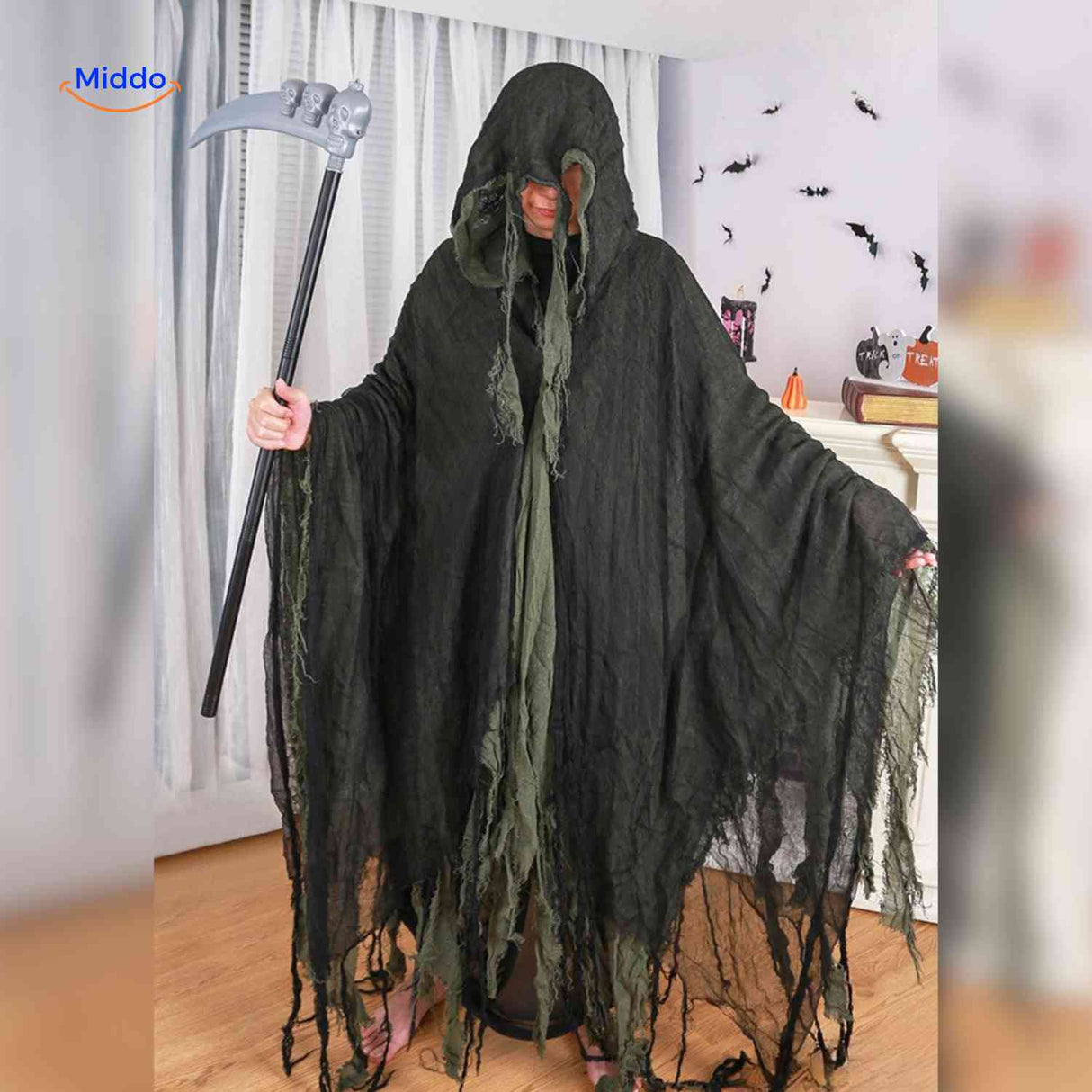 ShadowReap green halloween cape with scythe for cosplay